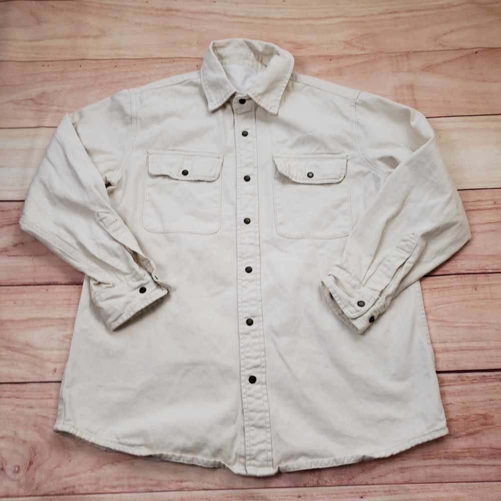 Brandy Melville J Galt Shirt Women XS Cream Denim Button Down Oversized Shacket